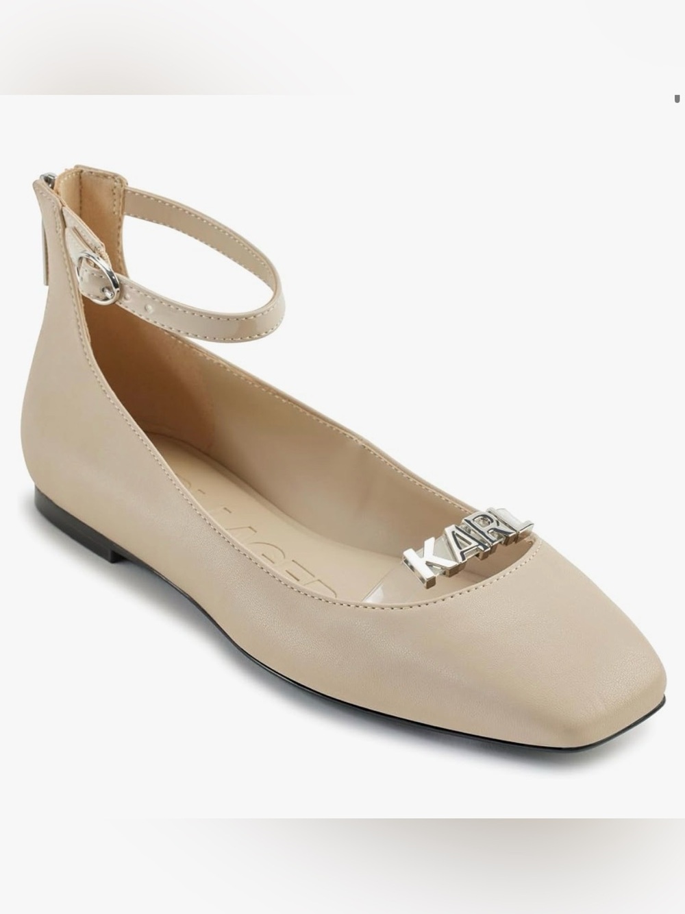 Karl Lagerfeld Zyvia Dusty Nude Ankle-Strap Ballet Flat NWOB Sz 8.5